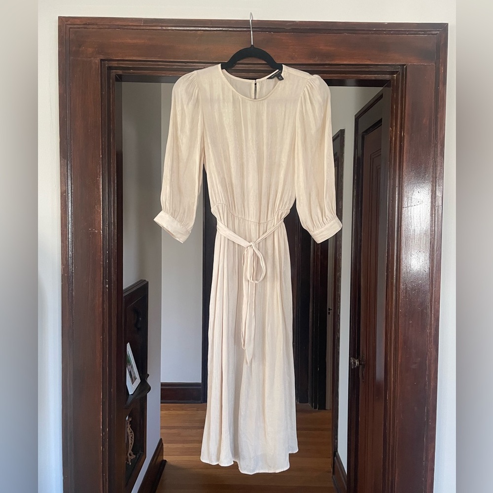 Banana Republic Jacquard Midi Dress Cream Floral